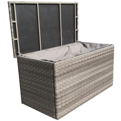 Signature Weave Wicker Medium Cushion Box Garden Storage Chest Cabinet Grey