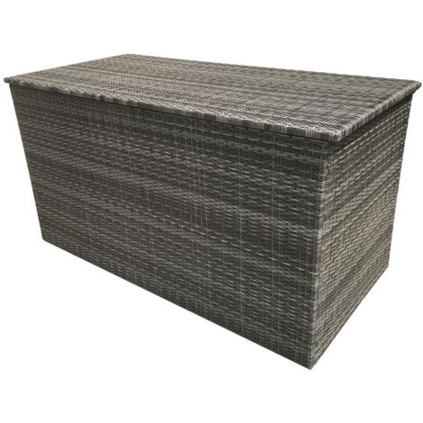 Signature Weave Wicker Medium Cushion Box Garden Storage Chest Grey 140x72x72cm