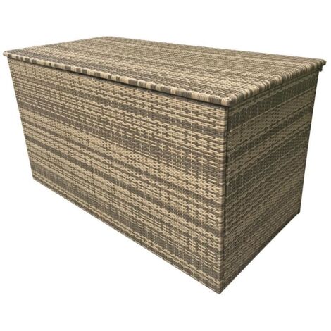 Signature Weave Wicker Medium Cushion Box Garden Storage Chest Natural Brown