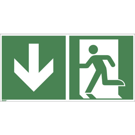 Signaux de secours Sortie de secours vers le bas, Type: 12300