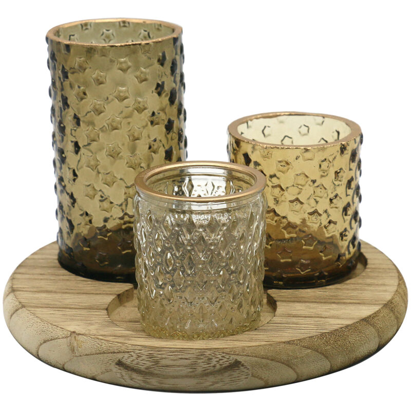 Signes Grimalt 3U Bougeoir Plateau Vases et Bougeoirs Marron 12x18x18cm