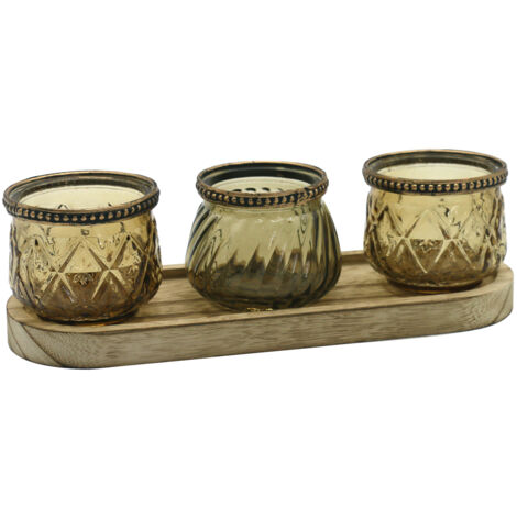 Signes Grimalt 3U Bougeoir Plateau Vases et Bougeoirs Marron - 8x26x9cm