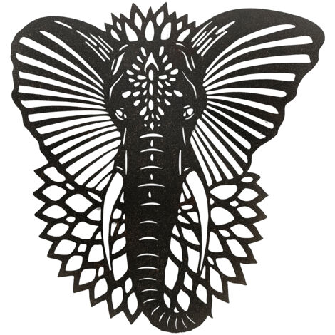 Signes Grimalt Adorno Pared Jardín Adorno Pared  Elefante Decoracion Pared Apliques Metal Gris 5x52x60cm 33883