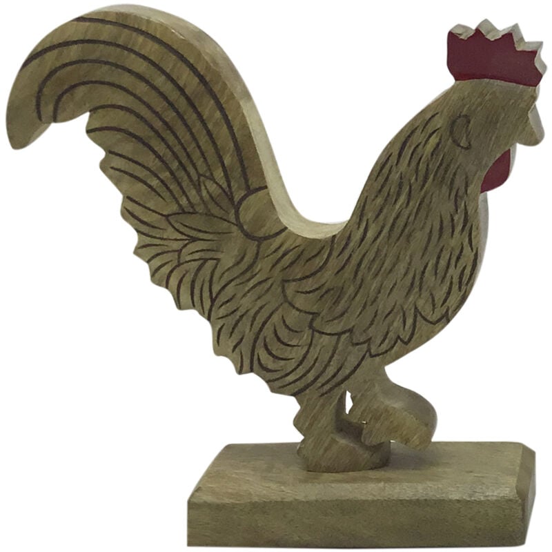 Signes Grimalt - Figurine de Table Animaux Poulet en Bois Marron - 26x25x6cm