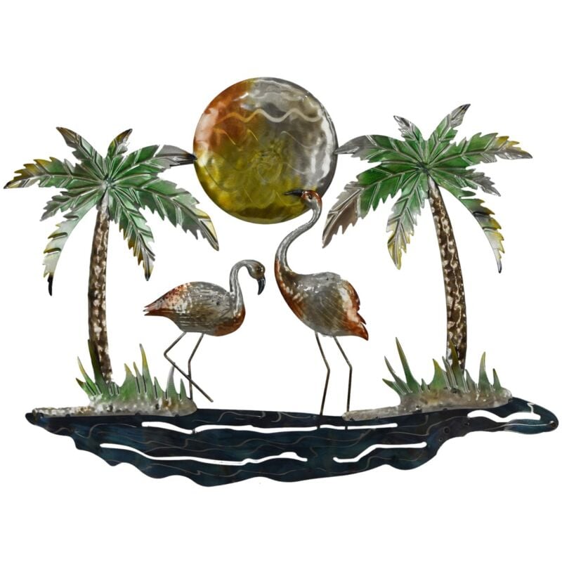 Flamants roses décoratifs en métal, ornement mural, maison, bureau, salon, chambre à coucher