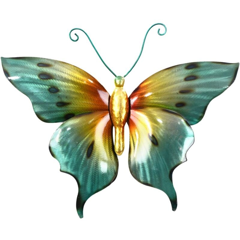 Ornement mural papillon tropical moyen en métal, décoration de la maison