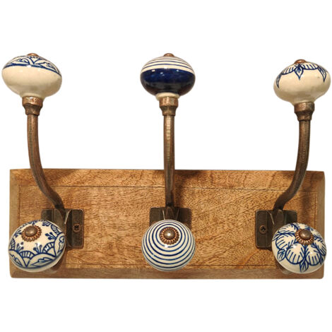 Signes Grimalt Appendiabiti Hanger 3 pomelli marrone 20x31x11 cm metallo decorativo vintage
