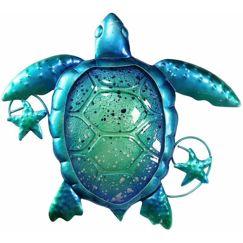 Appliquer un mur d'ornement en métal Turtle Mur Mur Blue Garden 2x31x27cm 29846 - Signes Grimalt