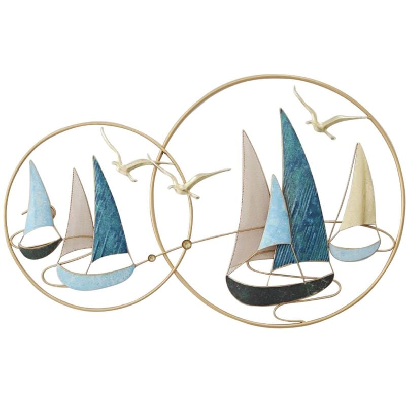 Signes Grimalt Appliquer un mur d'ornement en métal Ornement mural Sailboats Blue Metal 4x99x62cm 28849