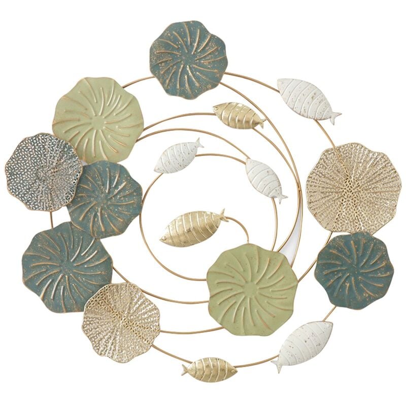 Appliquer un mur d'ornement en métal Mur Adorno pesces applications en métal vert 5x70x65cm 28842 - Signes Grimalt