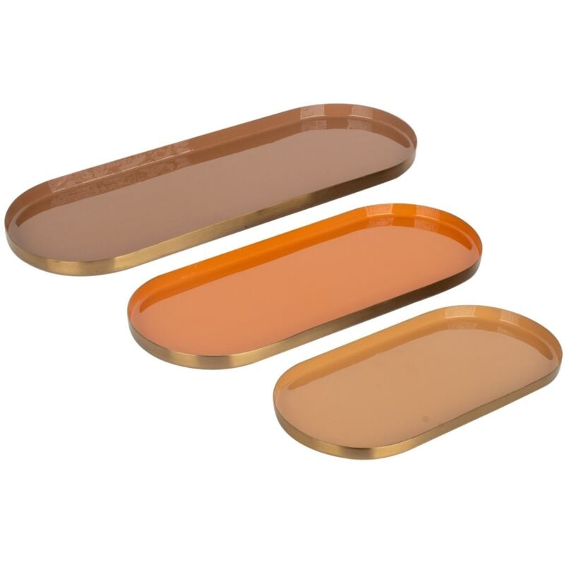 Plateaux décoratifs en métal pour la maison - Ensemble de 3 unités