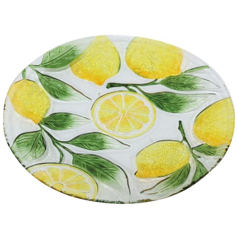 Assiette en verre avec motif citron pour la décoration et le service en cuisine