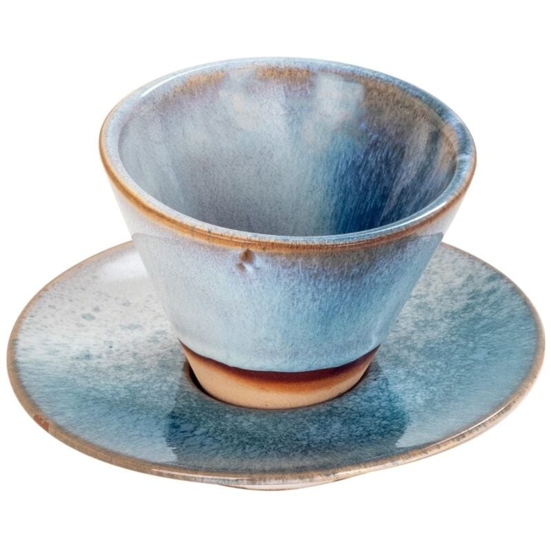 Assiette avec verre en pierre bleue pour cuisine bohème