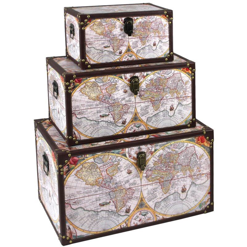 Signes Grimalt - Baúl Furniture Baúles Mundo 3 Unités de baules grises 36x60x34cm 29390