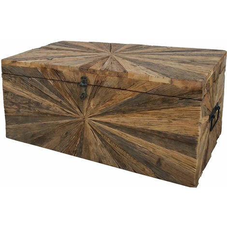 Baúl de almacenaje madera contrachapada marrón roble 84x42x46cm