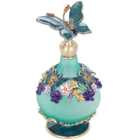 Signes Grimalt Blaue Miniatur-Parfümflasche, 9 x 5 x 5 cm, Metall und Glas