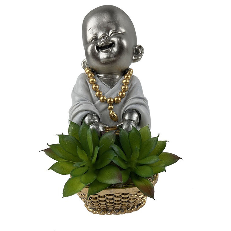 Signes Grimalt Figure Moine Buddas Bouddha argenté - 15x12x8cm