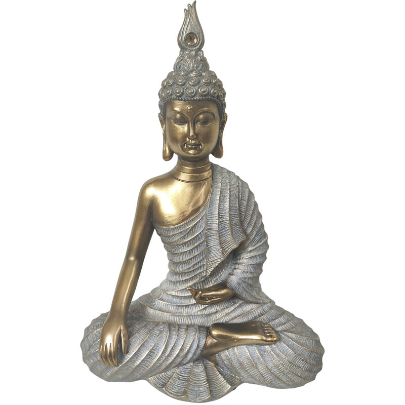 Signes Grimalt Buddha Buddhas Grey Buddha Figure - 33x22x12cm Résine de haute qualité