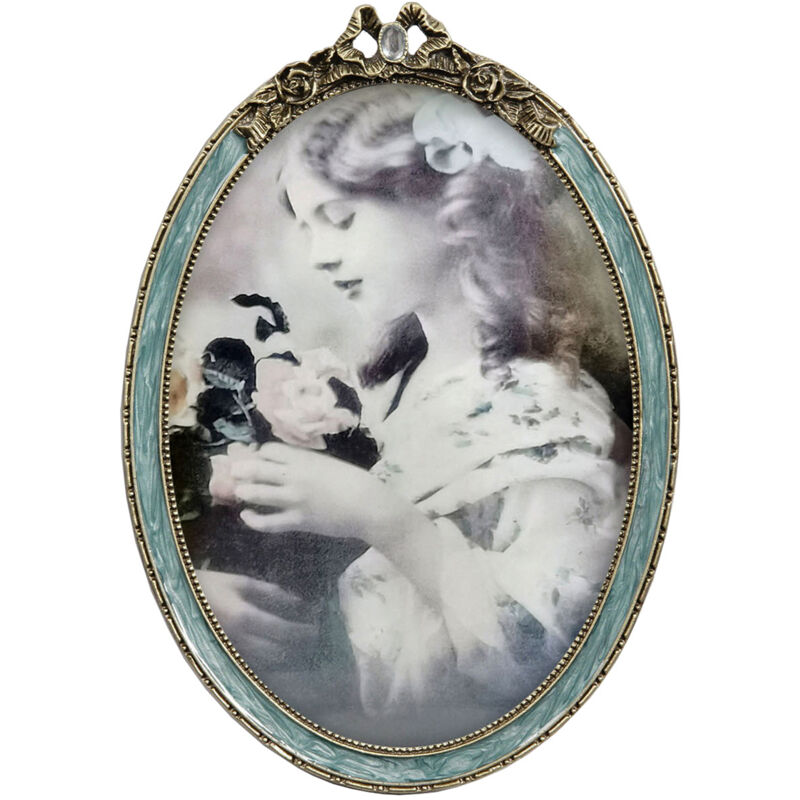 Cadre photo 9X13 Miniatures Cadre Photo Ovale Gris - 14x10x2cm - Signes Grimalt