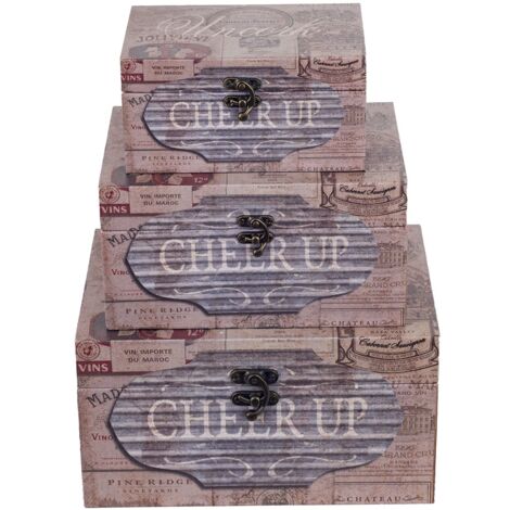 Signes Grimalt Caja Decoracion  Cajas Vintage Mundo 3 Unidades Cajas Y Joyeros Marrón 20x28x16cm 27270