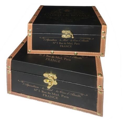 Signes Grimalt Caja Decoracion  Maletas Almacenaje 2 Unidades Cajas Y Joyeros Negro 21x26x14cm 26872