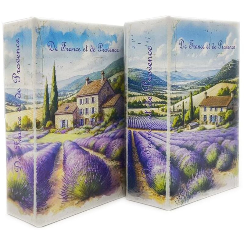 Boîte à livres décorative lavande avec 2 compartiments pour le rangement et l'organisation de la maison