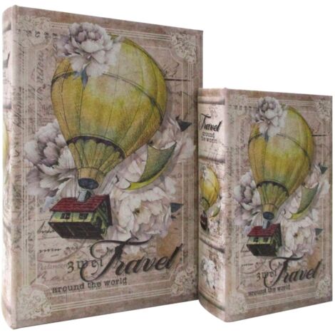 Signes Grimalt Cajas De Libro Decoracion  Caja Libro Globo 2U Cajas Libro Crudo 7x18x27cm 34997