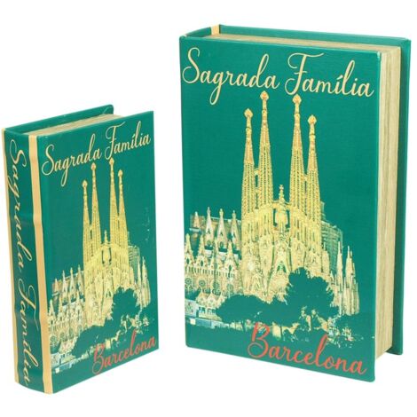 Signes Grimalt Cajas De Libro Decoracion Caja Libro Set 2U Cajas Libro Verde 18x27x7cm 20568