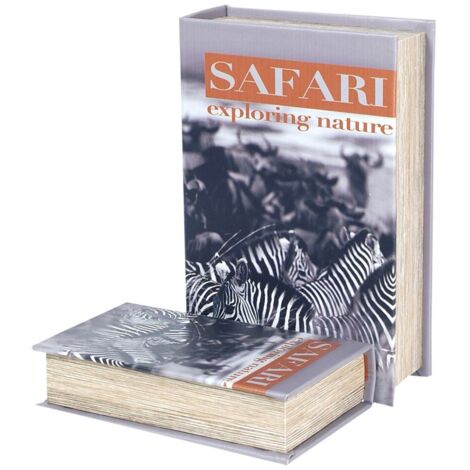 Signes Grimalt Cajas De Libro Decoracion  Cajas Libro Safari Zebra 2U Cajas Libro Multicolor 18x27x7cm 18725