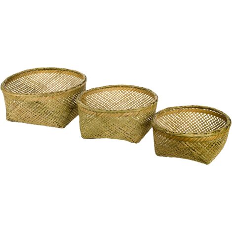 Signes Grimalt Cesta Decoracion  Cestas Redondas 3 Unidades Cestas Marrón 13x29x29cm 27324