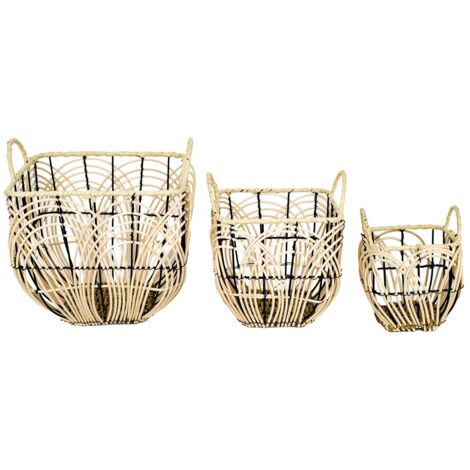 Signes Grimalt Cestino della decorazione  Cesti di frutta con 3 manici uni. Cesti marroni 27x29x29cm 27654
