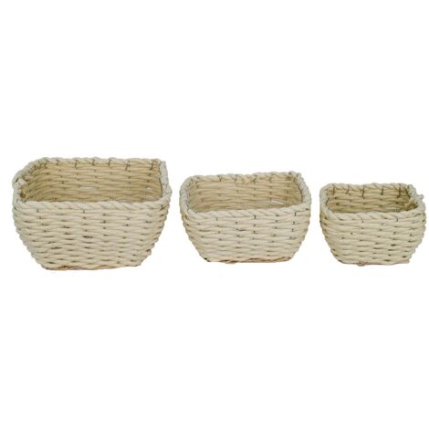 Signes Grimalt Cestino della decorazione  Cestini 3 cestini marroni 27x27x15cm 27644
