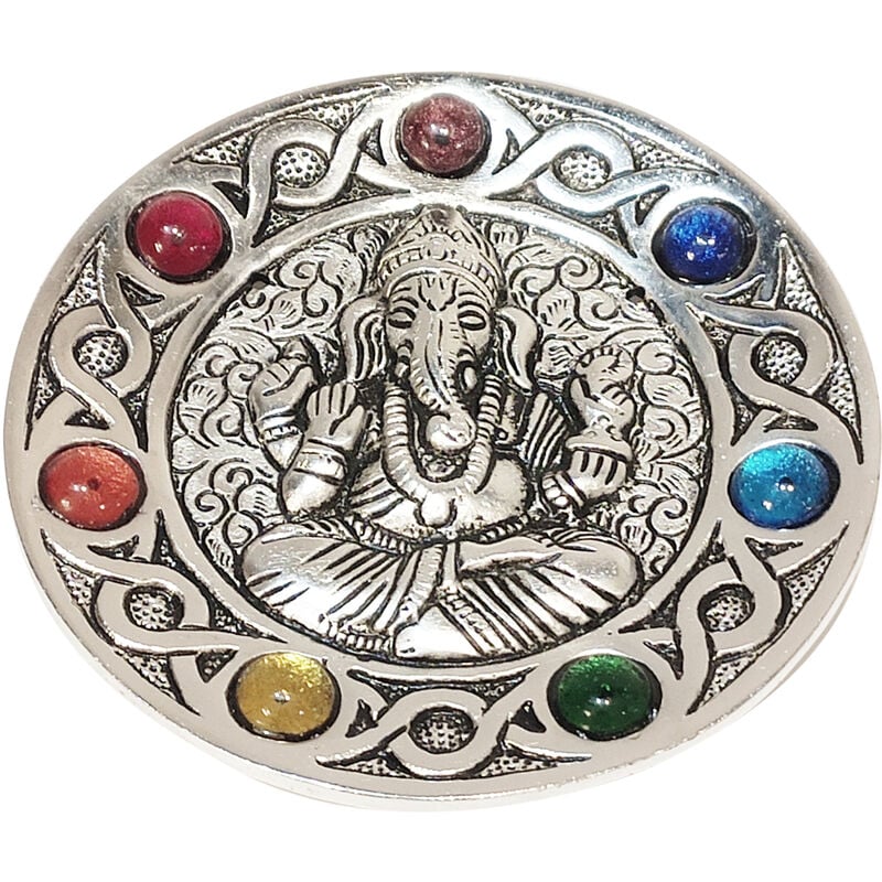 Chakra Ganesh Platon complète Natura Plat argent rond - 1x11x11cm - Signes Grimalt