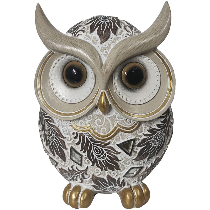 Signes Grimalt - Buho Buhos Figurine Hibou Gris 16x12x8cm Résine de Haute Qualité
