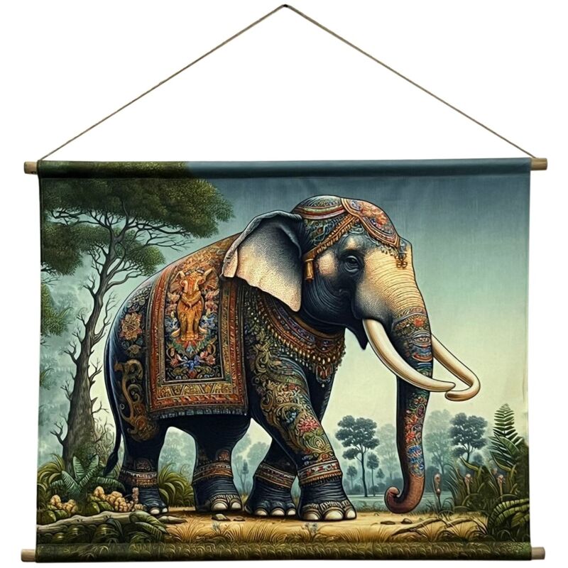 Toile enroulable éléphant pour décoration murale, peinture ethnique moderne, art abstrait, cadeau original