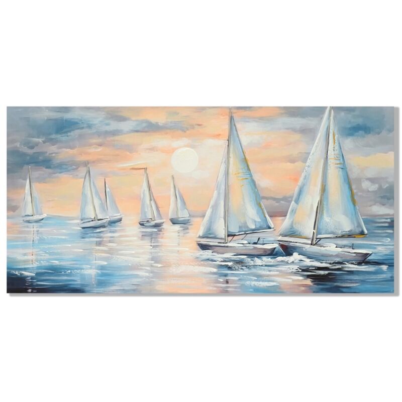 Impression sur toile décorative de bateaux de style nautique pour salon et bureau, art nautique en bleu Impression sur toile décorative de bateaux de style nautique pour salon et bureau, art nautique en bleu