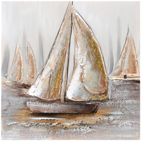 Signes Grimalt Cuadro Adorno Pared  Cuadro Barcos Cuadros Marrón 3x40x40cm 34966