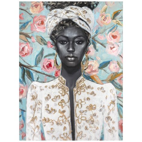 Signes Grimalt Cuadro Adorno Pared  Cuadro Mujer Africana Cuadros Negro 4x80x100cm 26688