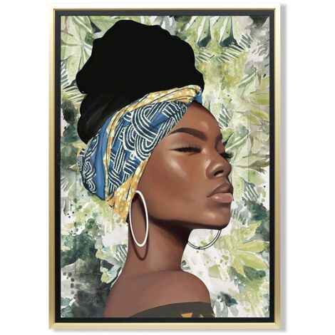 Signes Grimalt Cuadro Adorno Pared  Cuadro Mujer Africana  Cuadros Verde 65x4x45cm 28065