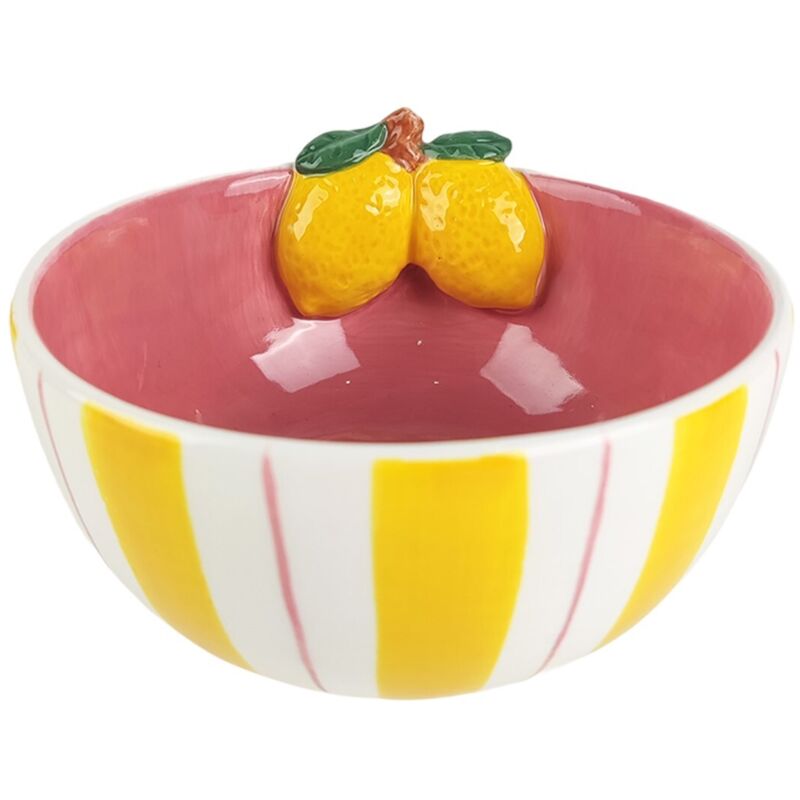 Bol décoratif en céramique au design citron pour la cuisine et la salle à manger - Idéal pour les fruits, les salades et la décoration de table