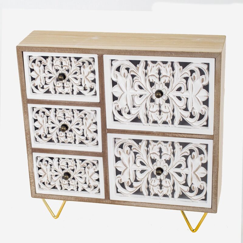 Décoration de bijoutier Bijoutier 5 boîtes et bijoutiers marron 30x8x30cm 26934 - Signes Grimalt