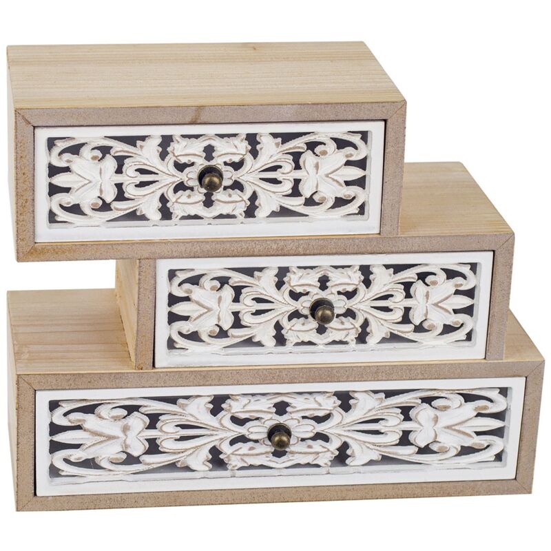 Décoration de bijoutier Bijoux 3 tiroirs Boîtes et bijoux marron 20x11x25cm 26935 - Signes Grimalt