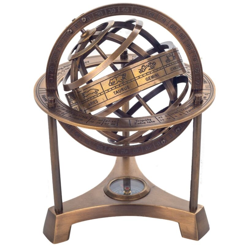 Signes Grimalt - Décoration de la figure marine Ballon armillaire avec boussole nautique dorée 14x14x19cm 27754