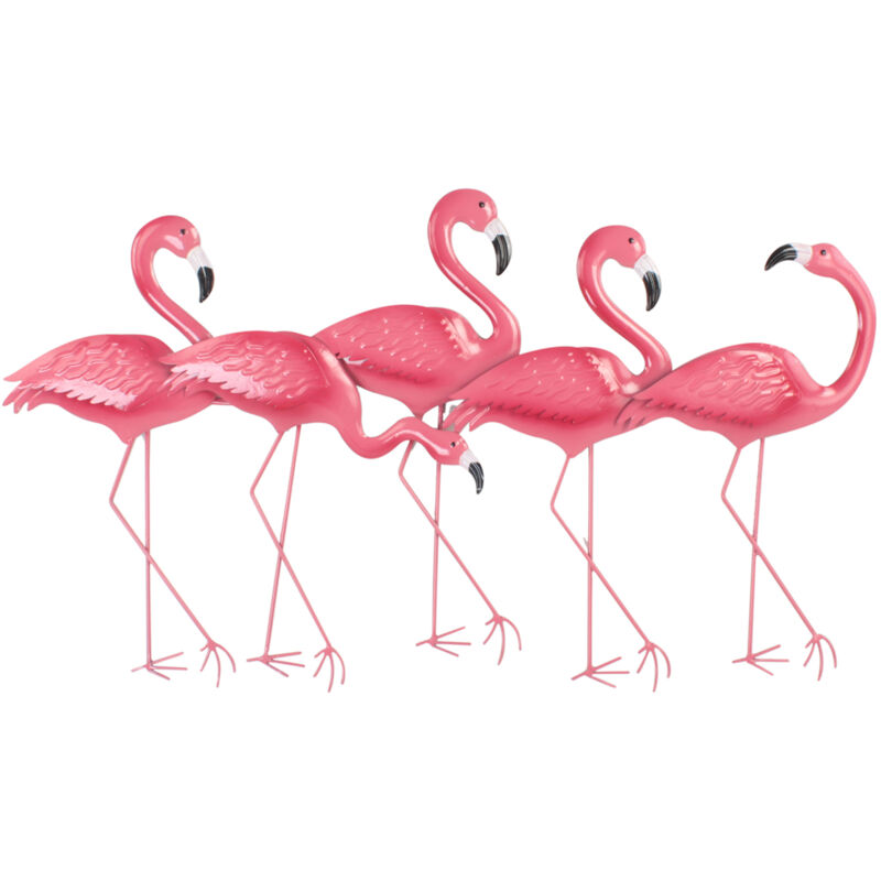 Flamants Roses Décoration Murale Appliques en Métal Ornement Mural de Jardin Rose - 51x87x5cm - Signes Grimalt