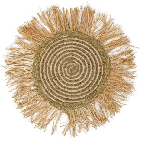 Signes Grimalt Décoration Murale Ronde à Carreaux Beige - 55x55x2cm