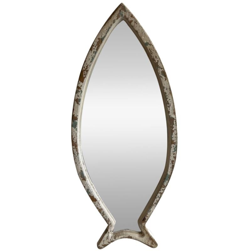 Miroir décoratif en bois et verre en forme de poisson pour la décoration de la maison