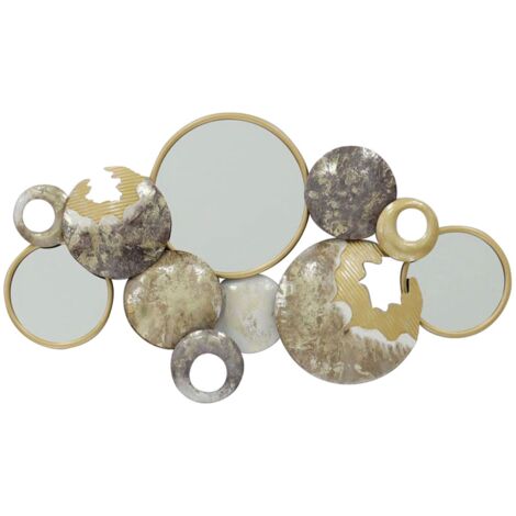 Signes Grimalt Espejo Muebles  Espejo Abstracto Mueble Auxiliar Dorado 7x101x56cm 28855