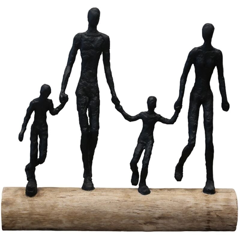 Famille noire sur Trunk divers Figure de personne brune - 42x44x10cm - Signes Grimalt