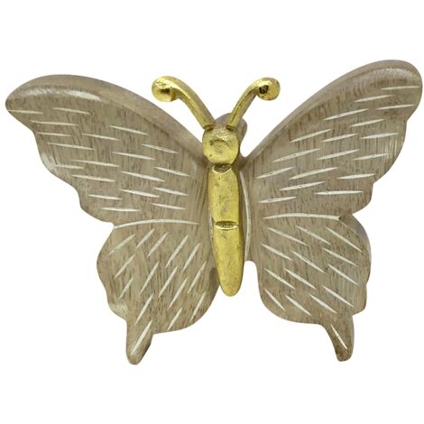Signes Grimalt Farfalla in legno marrone - Figura farfalla boema - 12x15x3 cm