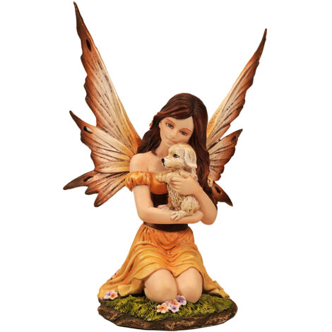 Signes Grimalt Fata Con Cane Fantasia  Figura di fata marrone - 17x12x12 cm